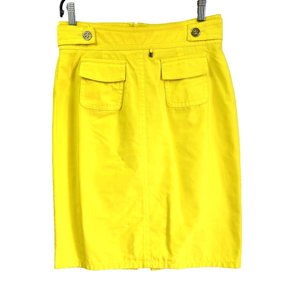 FERAUD Women's Yellow Skirt Sz 36/US 8 Cotton Blend Front Pockets Above Knee